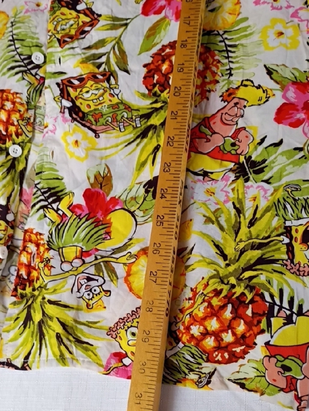 SpongeBob SquarePants Men's Tropical Pineapple Print Short Sleeve Shirt Size XXL - Picture 7 of 7